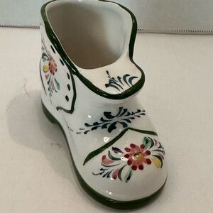 Vintage Hand Painted Floral Numbered Ceramic Boot Planter